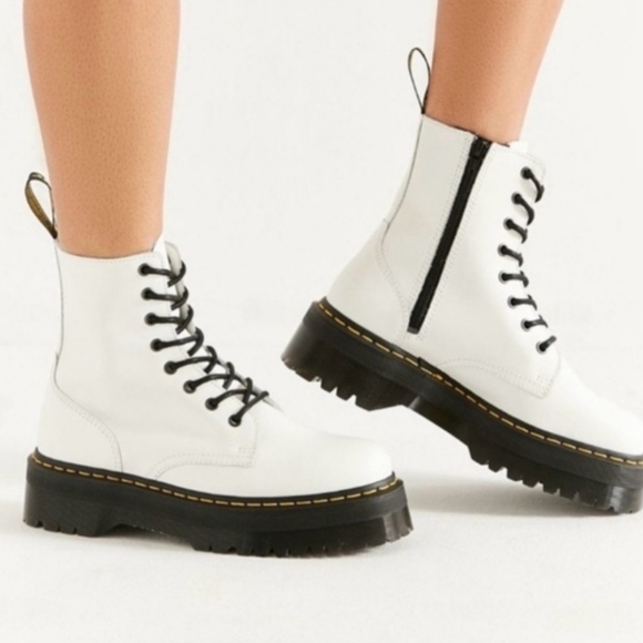 Dr. Martens Shoes - Dr. Martens White Jadon Platform Boots — NWOB